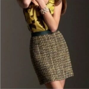 Kate Spade Kylie Boucle Tweed Chic Green & brown metallic Pencil Skirt